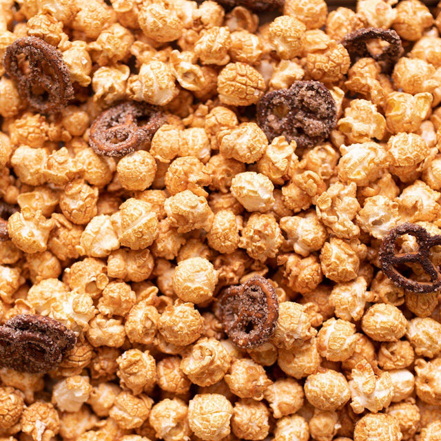 Weiße Schokolade Salzbrezel Popcorn