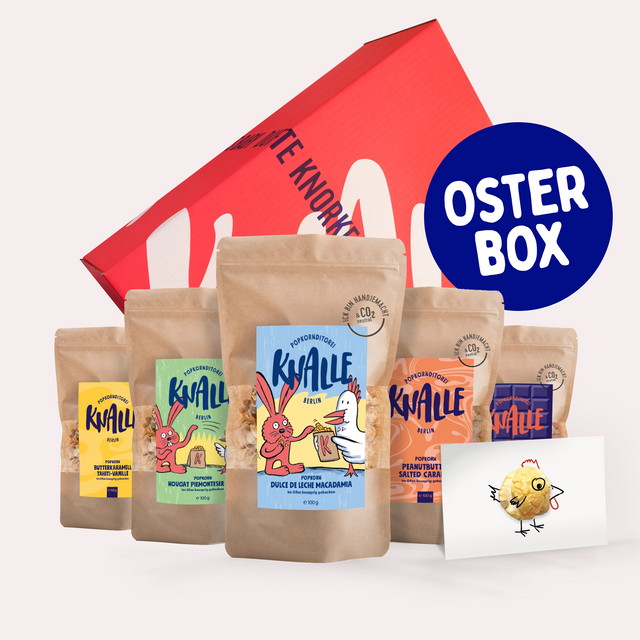 Knalle Osterbox – 5 Sorten Popcorn – Gratis Grußkarte